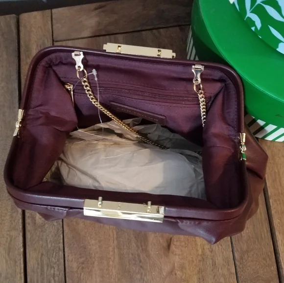 Ann Taylor Soft Frame Clutch Merlot - Picture 6 of 16